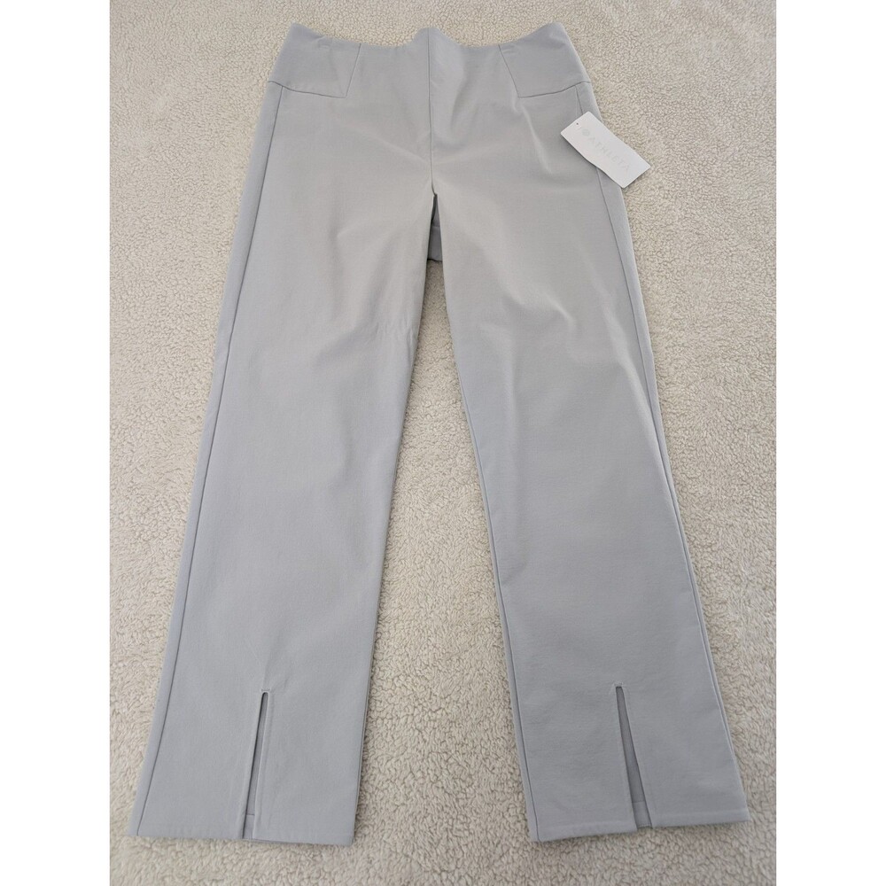 New Athleta Pants Womens 14  Light Gray Stretch  Slit Hem Pull On Athleisure $98